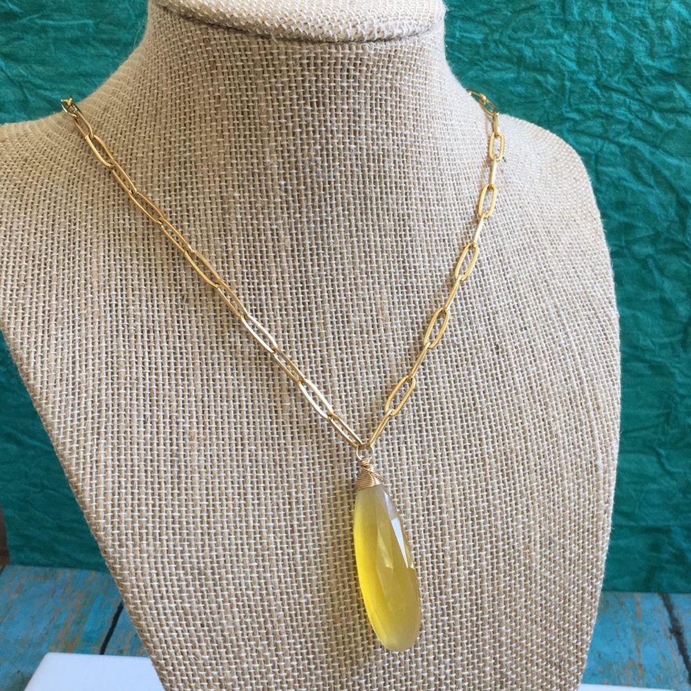 Golden yellow chalcedony necklace